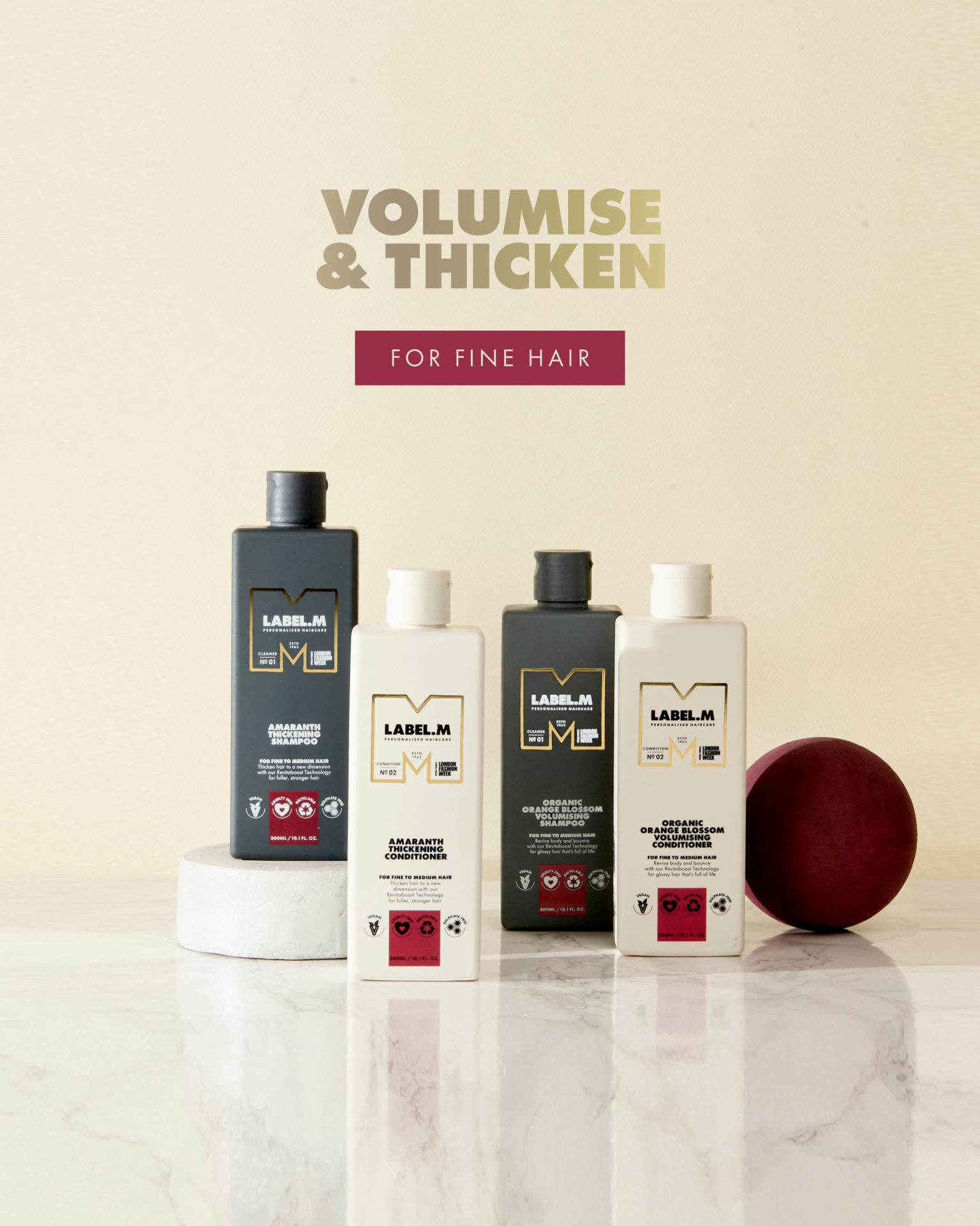 VOLUMISE AND THICKEN LABEL M HAIR PRODUCTS WORCESTERSHIRE